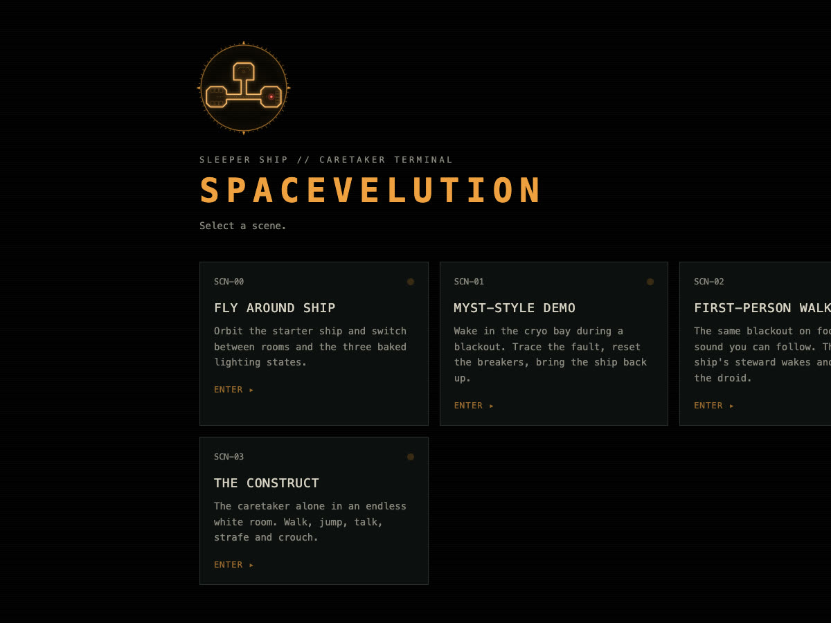 The Spacevolution scene picker
